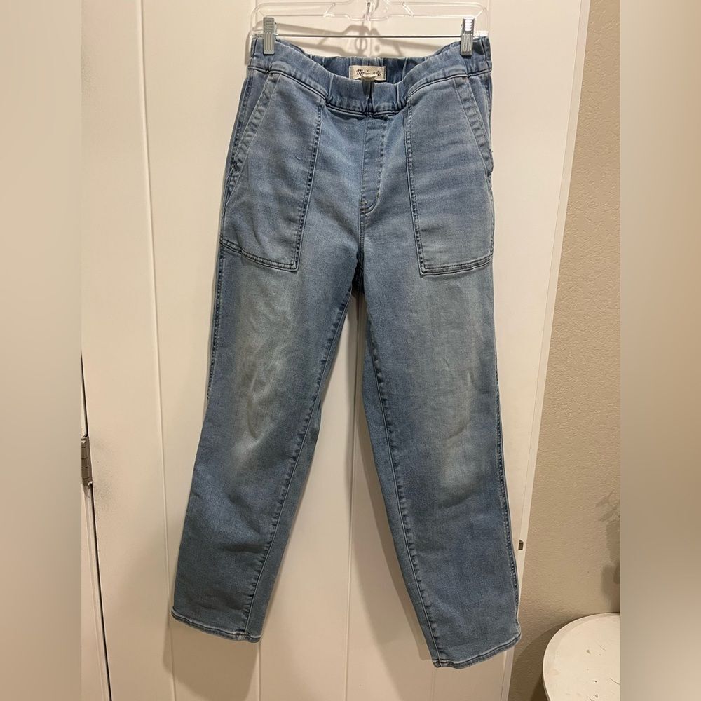 Madewell High-rise Elastic Waist Relaxed Fit Pull-Up Jeans Blue Denim ST